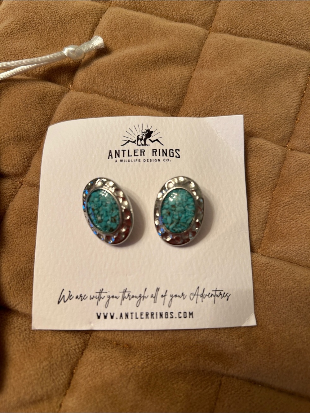 Antler Rings crushed turquoise sterling silver earrings